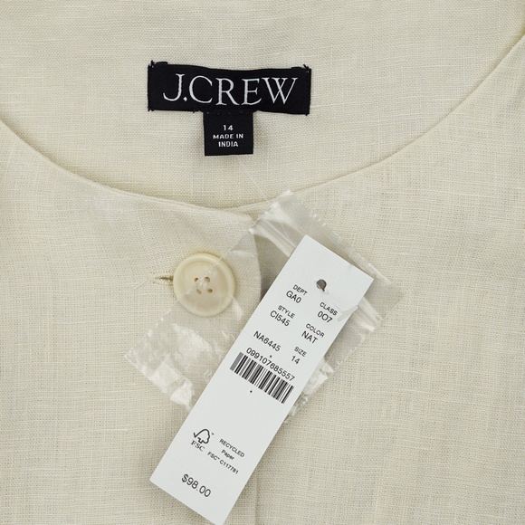 New JCREW Size 14 Crewneck Vest in Linen Natural $98 CI545 - Picture 2 of 2